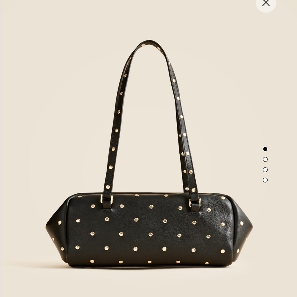 J. Crew Black and Gold Studded Shoulder Bag